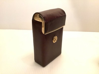 Ciogarette Case Bosca Full Grain Leather Ox Blood color with Gold colored metal