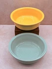 Set Of 2 Homer Laughlin Fiesta Medium  7.25" Pet Petware Bowls Yellow-Turquoise