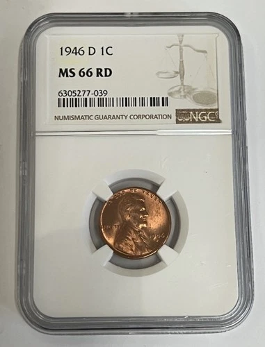 1946-D Denver Lincoln Wheat Cent NGC MS66 Red Gem Brilliant Uncirculated