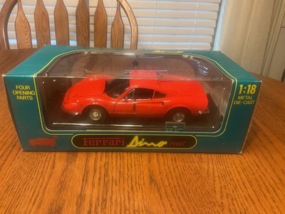 Ferrari 246 GT Dino Anson Orange Diecast Model Car 1/18 1:18 Scale w/Base Sealed