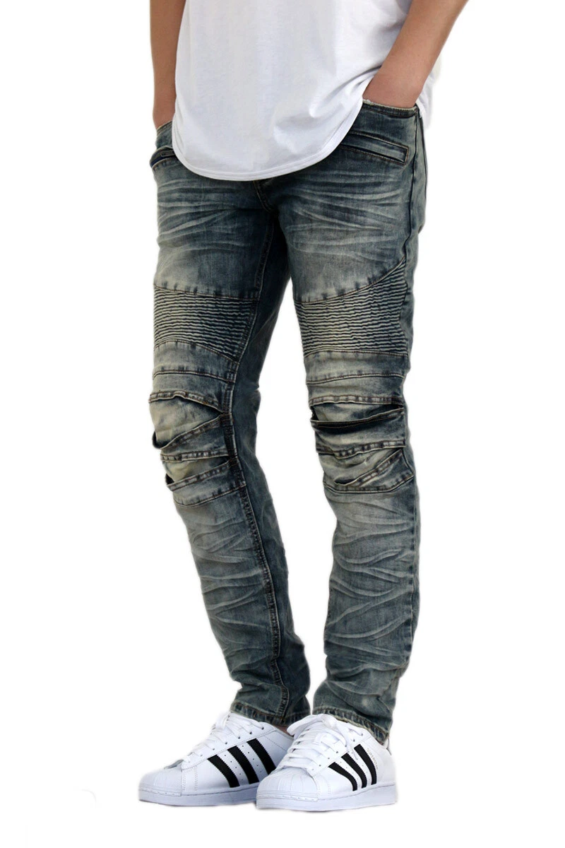 MEN'S NEW BIKER DISTRESSED STRETCH SKINNY JEANS 6 COLORS *FAST SHIP