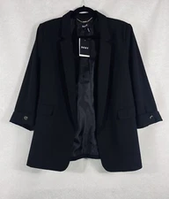 DKNY Jacket Womens 10 Black Open Blazer Long Sleeve Lined New