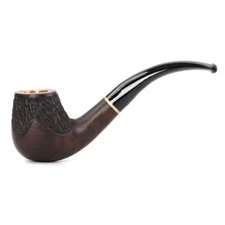 Ebony Wood Tobacco Bent Stem 9mm Carved Smoking Pipe