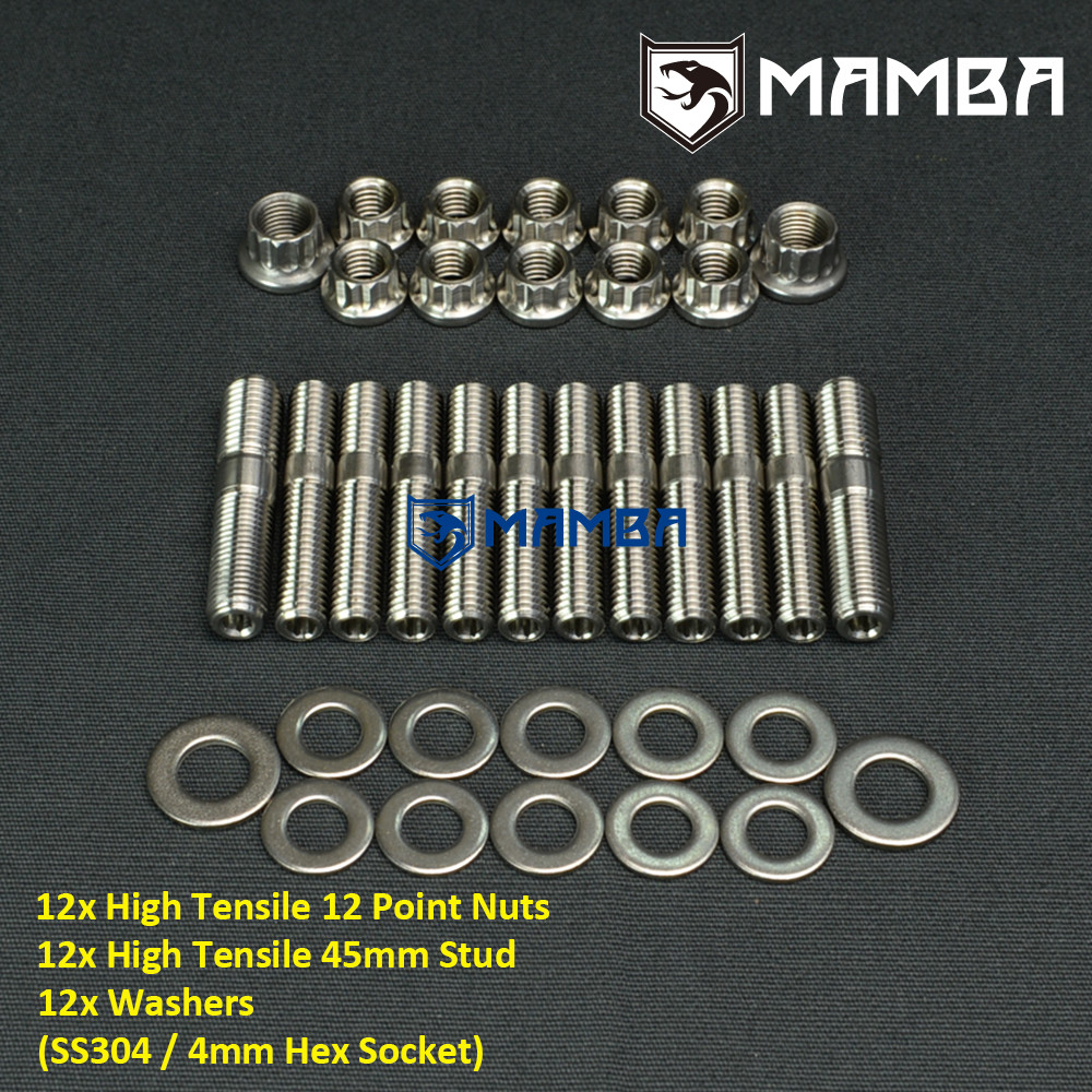 MAMBA SS304 Exhaust Manifold & Turbo Stud Kit – For EVO 1–9 / 1G 2G Eclipse DSM 4G63T