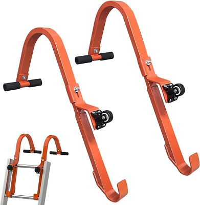 Roof Ladder Hook, 2 Pack Ladder Stabilizer, Heavy Duty Steel 500 Lbs With Wheels