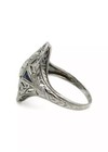 18K White Gold Old Euro Diamonds & Sapphires Die Struck Ring — photo 4