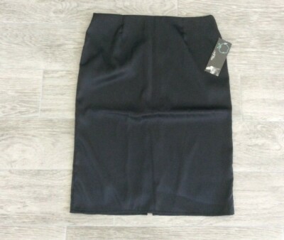 DAMEN APPLE JACK ELEGANT SCHWARZ SATIN/SEIDE OPTIK ROCK KLEINE GRÖSSE 10 = 8-10