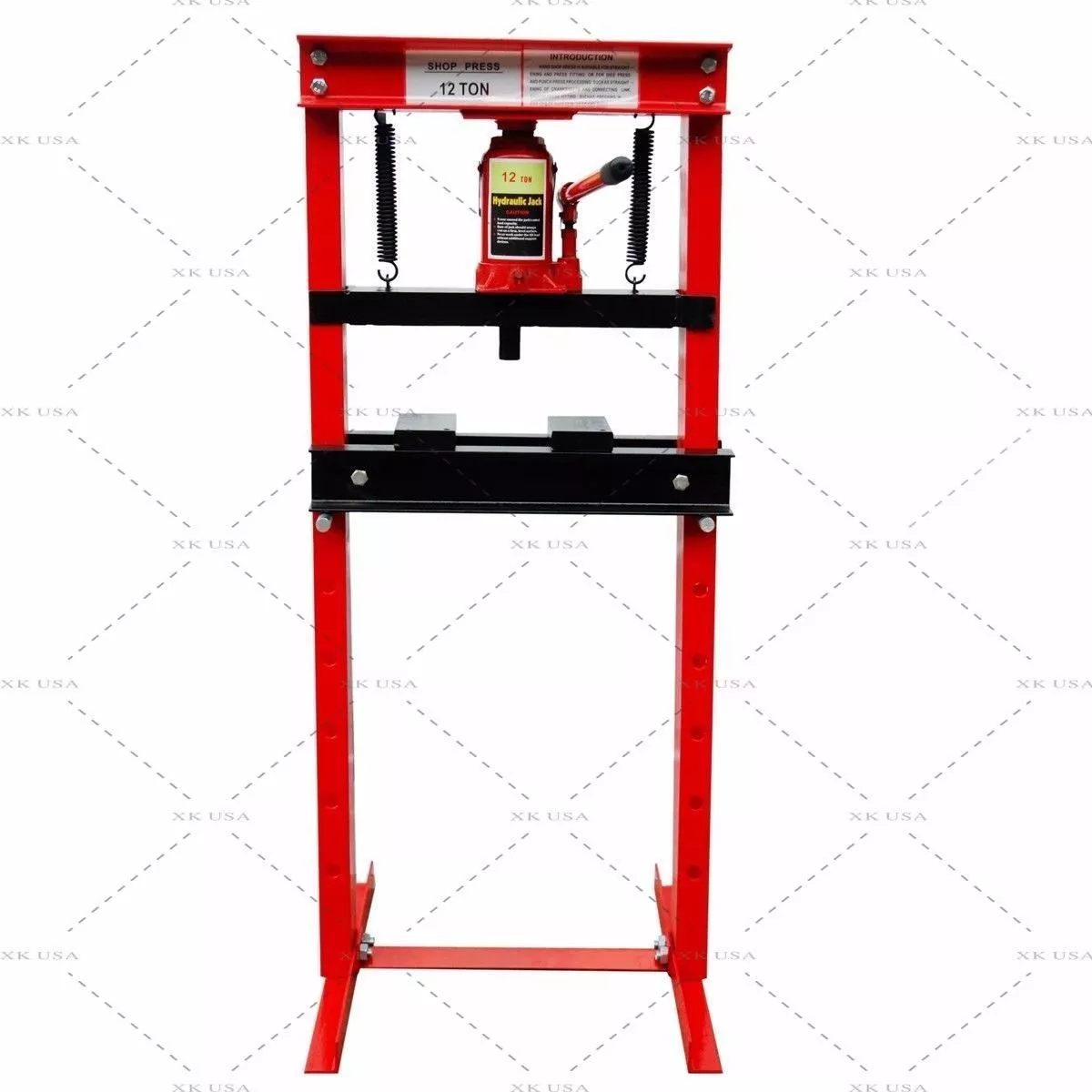 BENTISM Hydraulic Shop Press 12 Ton H-Frame Benchtop Garage Floor Press  with Heavy Steel Plates Adjustable Workbench 