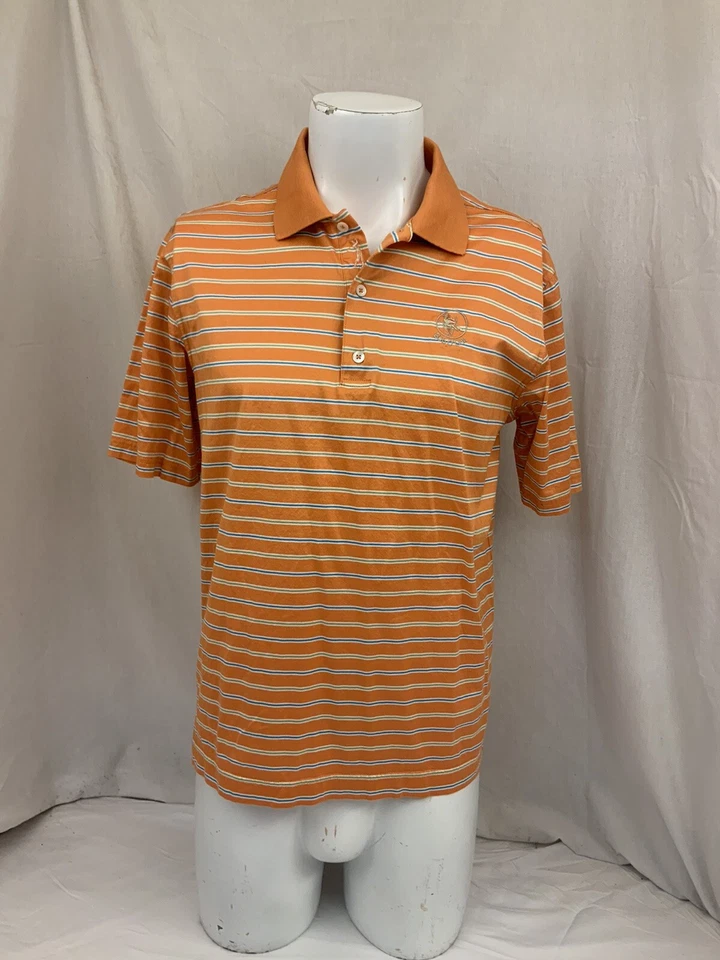 Bob O’Link Bobby Jones Golf Shirt M Orange Stripe Cotton Mint YGI P1-611 - Image 2 of 4