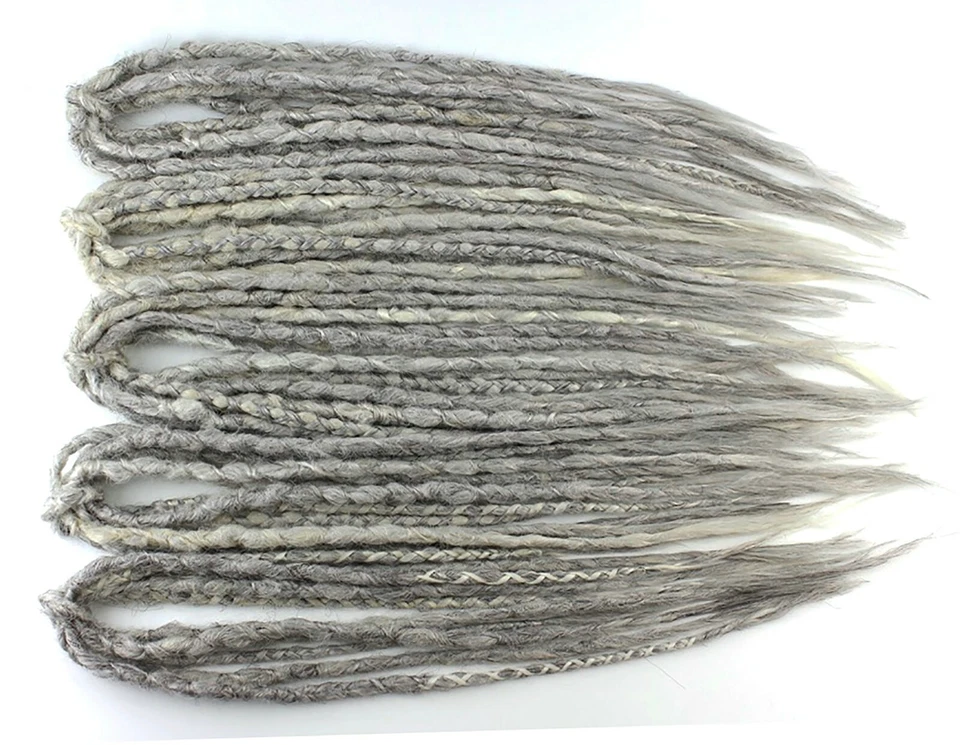 Extensiones de rastas de ganchillo de doble extremo de un solo extremo plateado sintético Dreads Foto 3 de 4