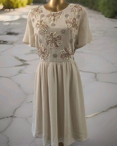 SIMPLY BE womens blush nude embellished dress size 16 lined wedding occasion - Picture 4 of 19