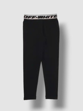 $261 Off-White Kids Girls' Black Logo Waistband Leggings Size 4