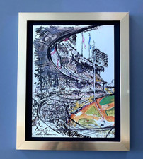 LEROY NEIMAN YANKEES 1974 SIGNED PRINT FRAMED BASEBALL ART WOW LS