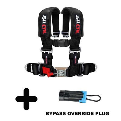 Black 2'' 4 point Harness w/ Bypass Plug For CanAm Maverick Defender X3 Max Turbo