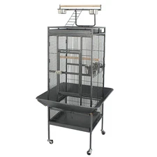 61" Large Bird Cage with Play Top Non-Toxic Powder Coated Steel Pet House Black