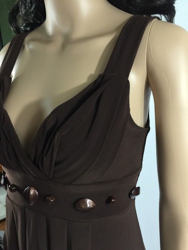 Bisou Bisou Cocktail Dress Size 4 Dark Brown Sleeveless Sexy Style Beaded Waist - Picture 4 of 12