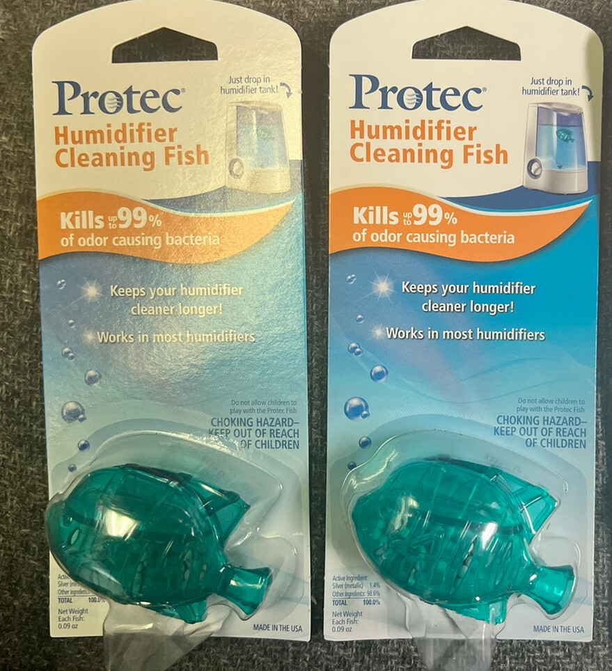 2 Packs Protec HUMIDIFIER CLEANING FISH, Keeps Humidifier Cleaner Longer, TEAL
