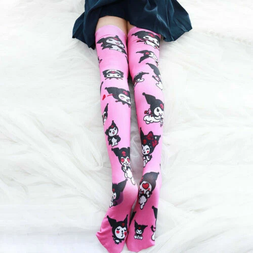 2件装可爱过膝长袜天鹅绒女式女孩条纹长袜 — 第 4/4 张图片