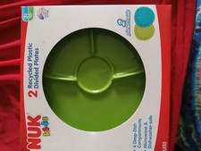 NUK Kids Divided Plate Set of Two 4 Compartment Sturdy Deep Dish Microwave Safe