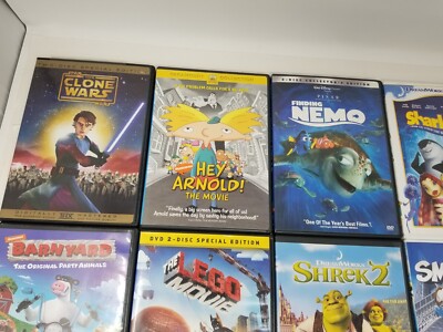 Disney Pixar 12 DVD Children's Movie Lot Nemo Robots Lego Smurfs