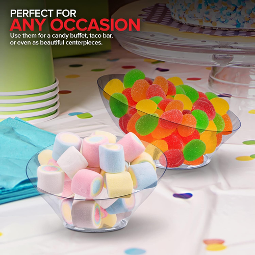 6Oz Clear Plastic Serving Bowls (8 Pack) Small Disposable Candy Dishes, Buffet C - Picture 6 of 12