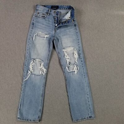 Aeropostale Size 00 Jeans 90s Baggy Fit Straight High Rise Stone Wash Button Fly