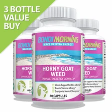 Horny Goat Weed Extract Max Strength Male Enhancement Maca Root, 60 Caps x 3