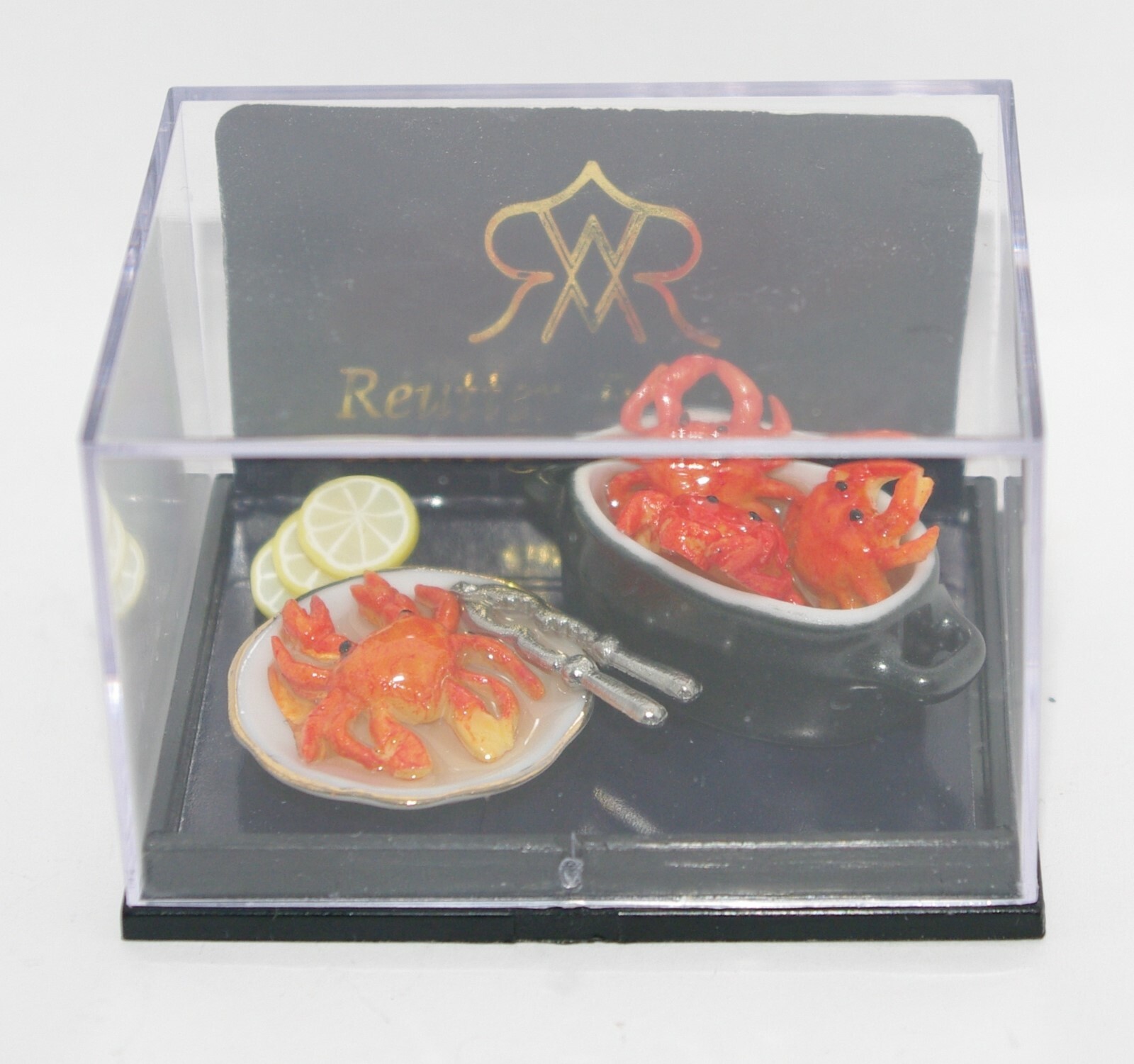 Reutter 112 Dollhouse Miniature MARYLAND CRAB POT PAN PLATE w CRACKER