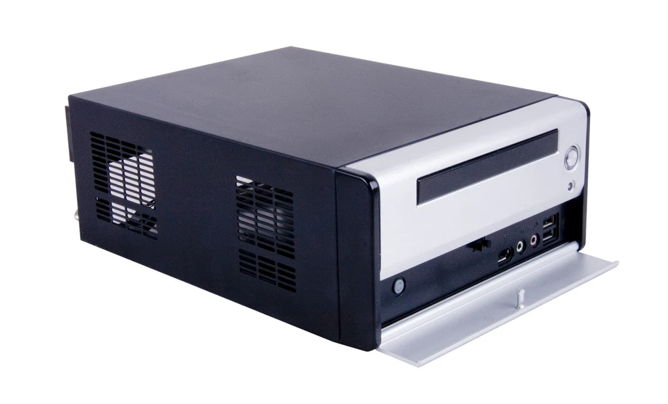 MINI ITX GEHÄUSE für mITX 17x17 cm Mainboard Schwarz - Silber 2 xUSB 1 xFireWire - Bild 4 von 4