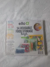 Ello Reusable Food Storage Bags 14 Pack BPA-Free Travel Bags Dishwasher Safe