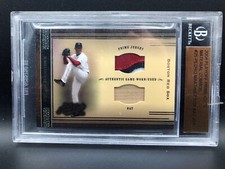 2004 PLAYOFF PRIME CUTS DUAL 3 COLOR PATCH BAT #25 PEDRO MARTINEZ RED SOX BGS SP