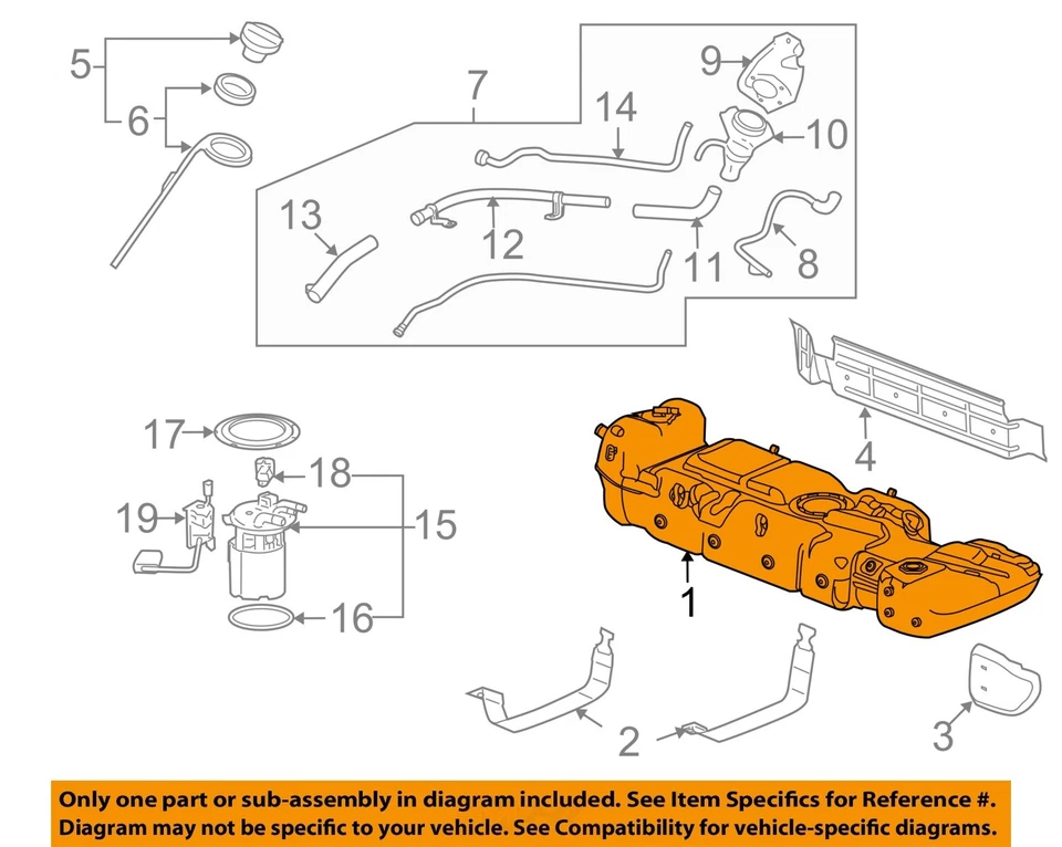 Tanque de combustível usado serve: 2010 Gmc Yukon sem equipamento da China 5.3L VIN 3 8º dígito opcional - Imagem 3 de 4