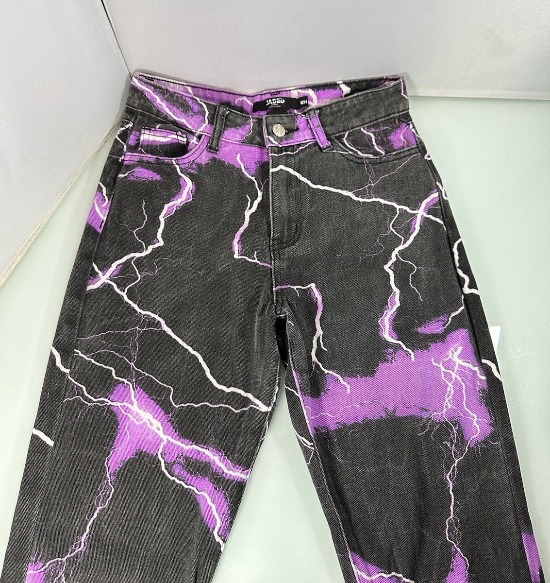 Denim Lightning Pants Purple Jaded London Purple Lightning Bolt