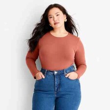 Women's Long Sleeve Seamless Bodysuit - A New Day Size M