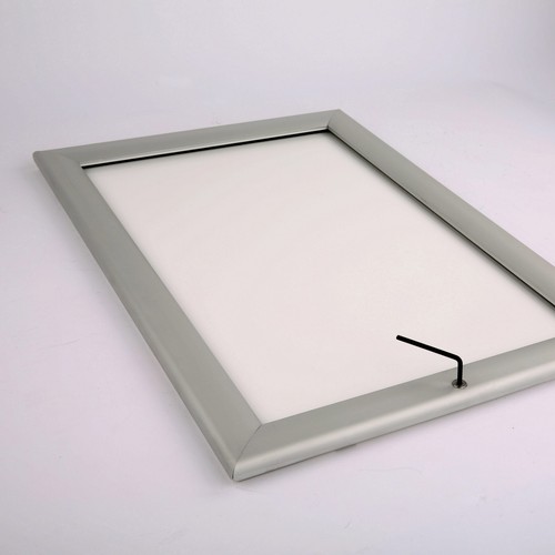 Marco de fotos de póster a presión de carga frontal resistente a la intemperie bloqueable aluminio plateado - Imagen 9 de 26