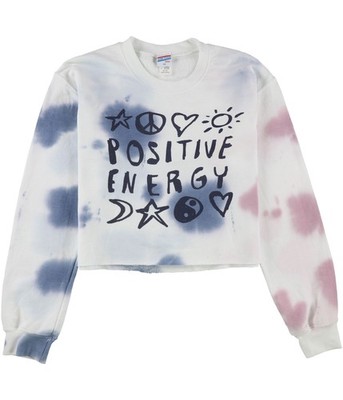 Junk Food Womens Positive Energy Crop Sweatshirt, white, M