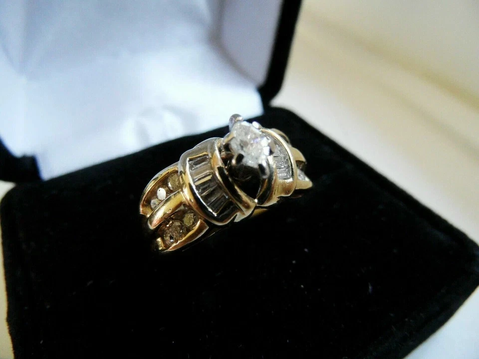 2Ct Marquise Cut Lab Created Diamond Engagement Cluster Ring 14K White Gold FN - Image 2 of 3