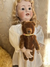 Antique Rare German Pin Jointed 1930s Teddy Bear 10"brown Mohair with tags