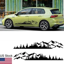 Universal 2Pcs Black Mountain Tree Forest Graphic Stickers Side Body Door Decal