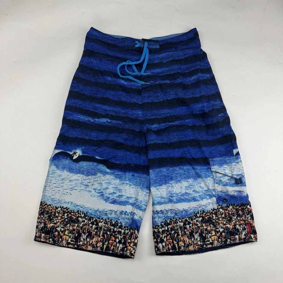 复古 Mossimo Supply Co. 青少年男孩尺寸 XL 男孩长内缝板短裤波浪冲浪 — 第 2/4 张图片