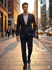 Brooks Brothers 1818 Regent Suit 40R W34 Barberis Canonico Black Pinstripe Wool