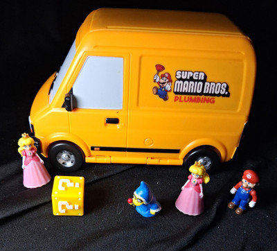 JAKKS Super Mario Bros. Plumbing Van Toy Vehicle Yellow Black