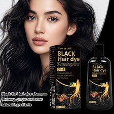 Black Hair Dye Shampoo 3in1 withGinger & Biotin - LongLasting &Gray Cov L4A3