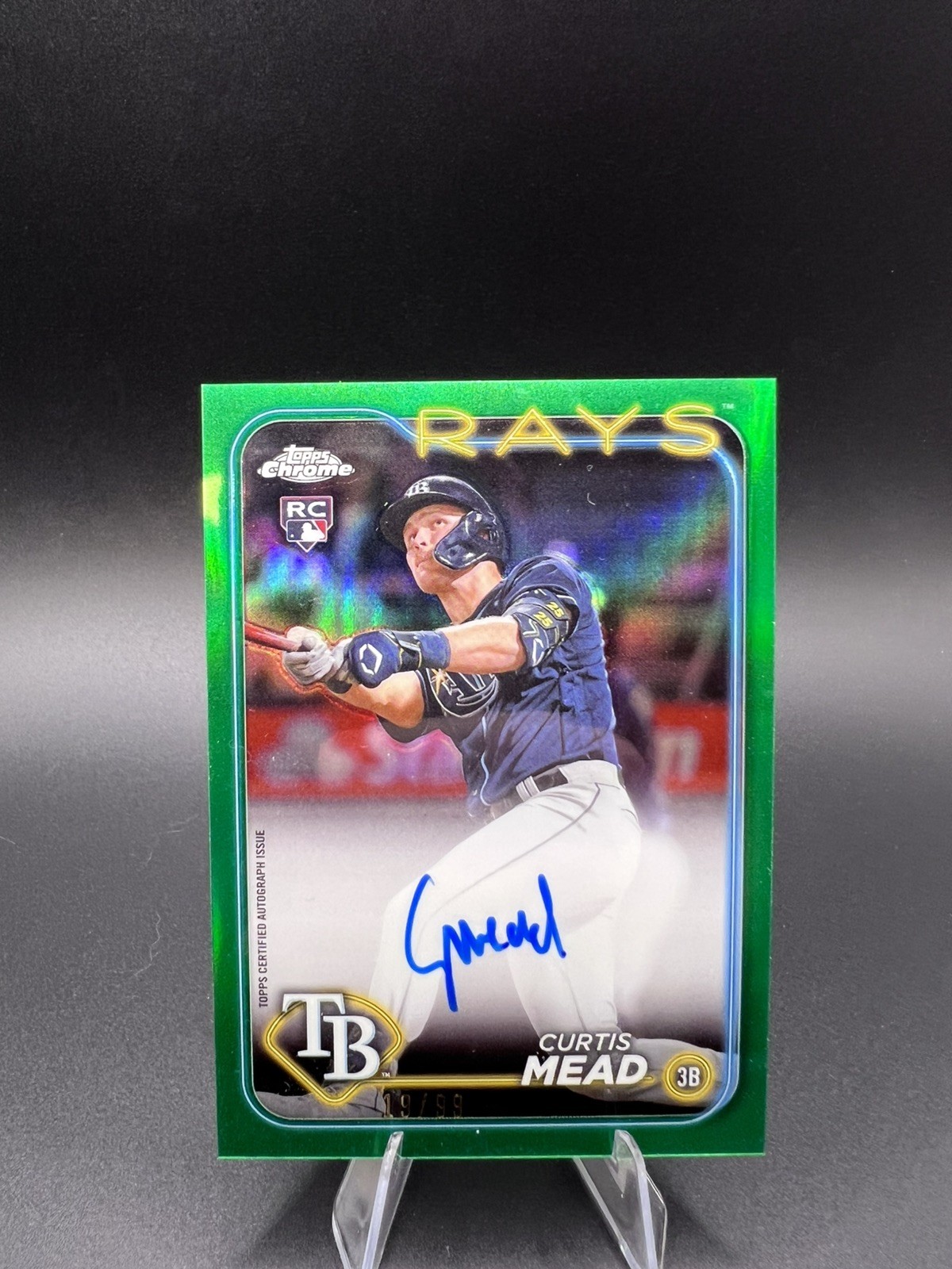 2024 Topps Chrome Update Green Refractor /99 Curtis Mead #AC-CME Rookie Auto RC
