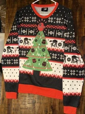 Star Wars Ugly Christmas Sweater Death Star Adult/Large Thinkgeek 🎅🎄