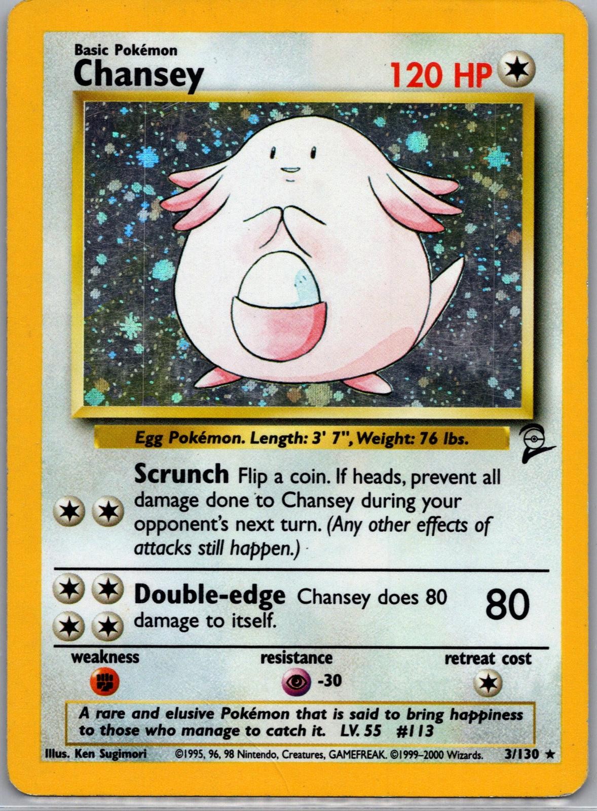 Chansey 3/130 Holo Rare Base Set 2 Pokemon Lightly Played