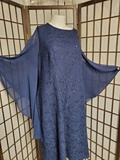 Mother of Bride Dress Alex Evenings Chiffon Formal Angel Wing Sleeves Plus Sz 2X