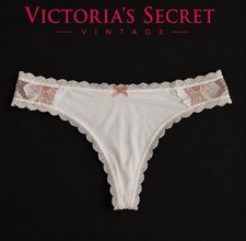 Vintage Y2K Victoria s Secret White Dream Angels Bow Thong Size Medium NWT