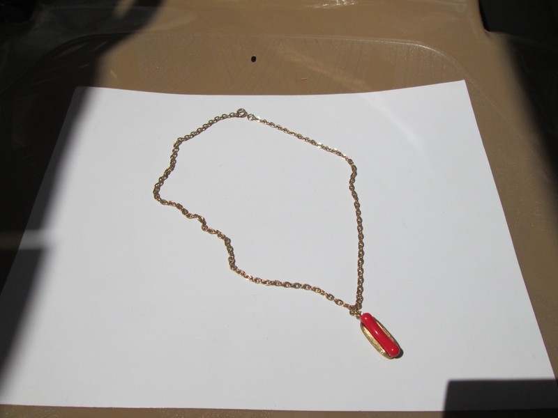 Vintage AVON 1975 'Put On The DOG'  HOT DOG in Bun Pendant Charm Chain Necklace