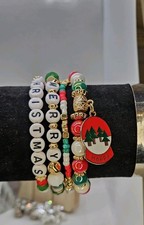 Joyful Christmas Colored Set Of 4 Bracelets Bundled For Xmas Gifts